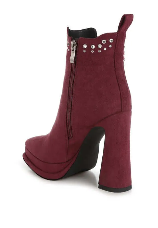 Studs Embellished High Ankle Boots
