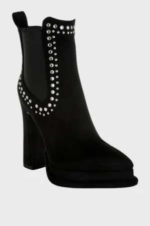 Studs Embellished High Ankle Boots
