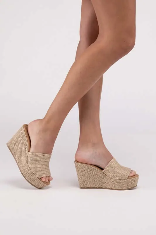 Tan Bounty-S Platform Heels Wedges Sandals