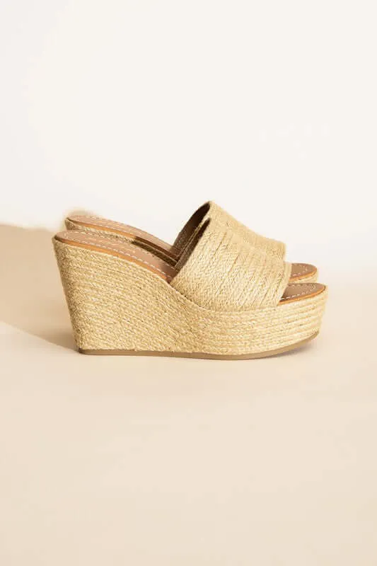Tan Bounty-S Platform Heels Wedges Sandals