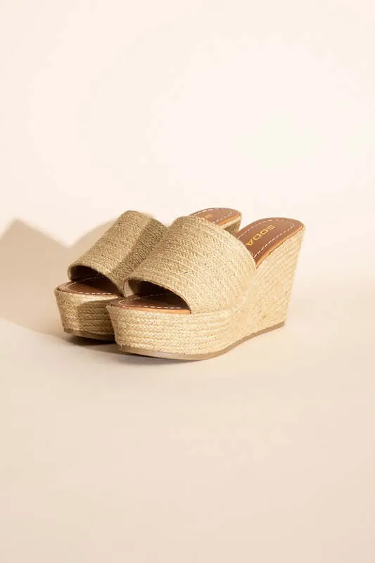 Tan Bounty-S Platform Heels Wedges Sandals