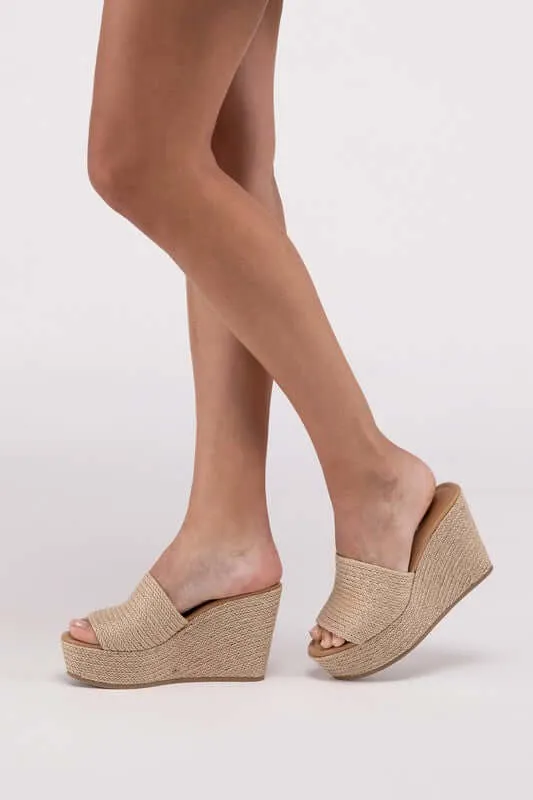 Tan Bounty-S Platform Heels Wedges Sandals