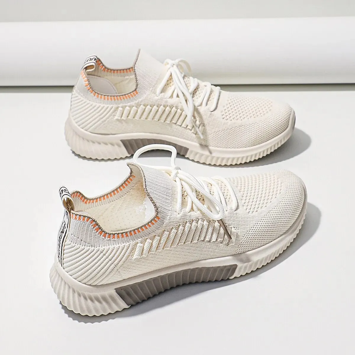 Women Lace Up Running Shoes Sporty Outdoor Sneakers