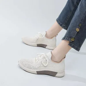 Women Lace Up Running Shoes Sporty Outdoor Sneakers